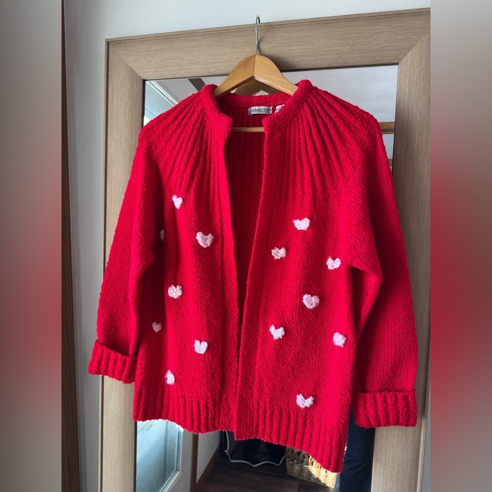 Vintage Cobble Creek Hand Embroidered Heart Cardigan medium